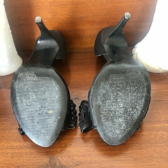 Browns black bow heels with rhinestones - Picture 3 of 3